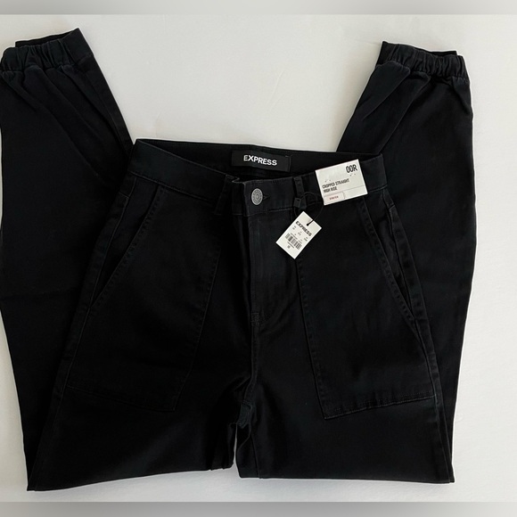 EXPRESS Cropped, Straight, High Rise Stretch Jeans Size 00R NWT - Picture 8 of 8
